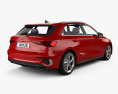 Audi A3 S-line sportback 2022 3d model back view