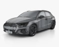 Audi A3 S-line sportback 2022 3d model wire render