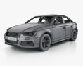 Audi A3 S-line Worldwide 세단 인테리어 가 있는 2016 3D 모델  wire render