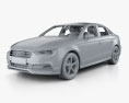 Audi A3 S-line Worldwide 세단 인테리어 가 있는 2016 3D 모델  clay render