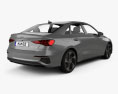 Audi A3 S-line 轿车 2023 3D模型 后视图