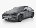 Audi A3 S-line 轿车 2023 3D模型 wire render