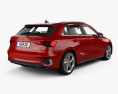 Audi A3 S-line sportback mit Innenraum 2023 3D-Modell Rückansicht
