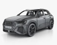 Audi Q3 RS з детальним інтер'єром 2022 3D модель wire render