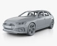 Audi RS4 avant з детальним інтер'єром 2023 3D модель clay render