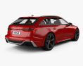 Audi RS6 avant 带内饰 和发动机 2022 3D模型 后视图