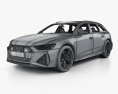Audi RS6 avant HQインテリアと とエンジン 2022 3Dモデル wire render