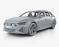 Audi RS6 avant mit Innenraum und Motor 2022 3D-Modell clay render