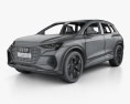 Audi Q4 e-tron 컨셉트 카 인테리어 가 있는 2020 3D 모델  wire render