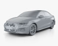 Audi S3 Edition One セダン 2023 3Dモデル clay render