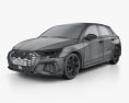 Audi S3 Edition One sportback 2023 3D-Modell wire render