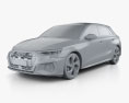 Audi S3 Edition One sportback 2023 3Dモデル clay render