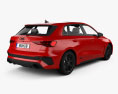 Audi RS3 sportback 2024 3D模型 后视图