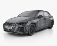 Audi RS3 sportback 2024 3Dモデル wire render