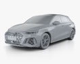 Audi RS3 sportback 2024 3D модель clay render