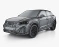 Audi Q2 S line Edition One 2023 3D-Modell wire render