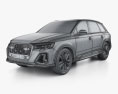 Audi Q7 S line 2024 3Dモデル wire render