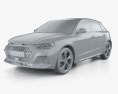 Audi A1 Allstreet 2022 3D-Modell clay render