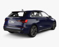 Audi A3 sportback 2024 3D模型 后视图