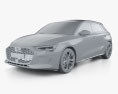 Audi A3 sportback 2024 3D-Modell clay render