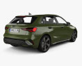 Audi A3 sportback S line 2024 3D模型 后视图