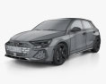 Audi A3 sportback S line 2024 3Dモデル wire render