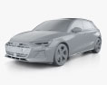 Audi A3 sportback S line 2024 3Dモデル clay render