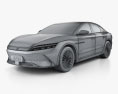 BYD Han EV 2023 3D 모델  wire render