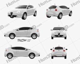 3D model of Alfa Romeo MiTo 2012 Blueprint Template