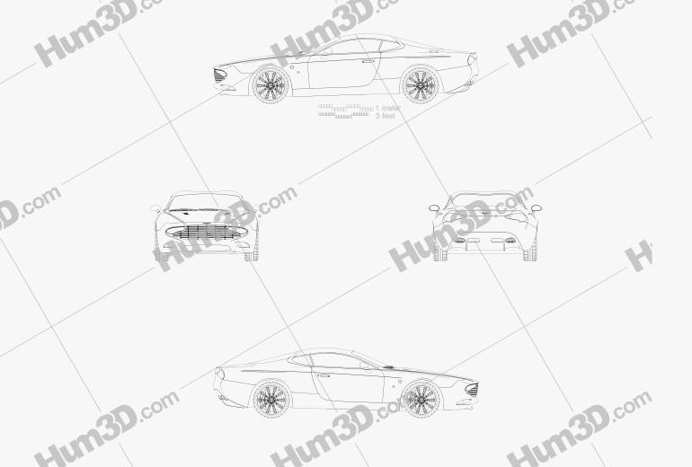 Aston Martin DB9 Coupe Zagato Centennial 2016 Blueprint