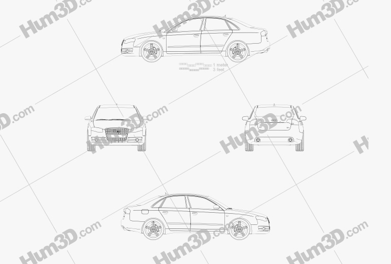 Audi A4 Saloon 2007 Blueprint