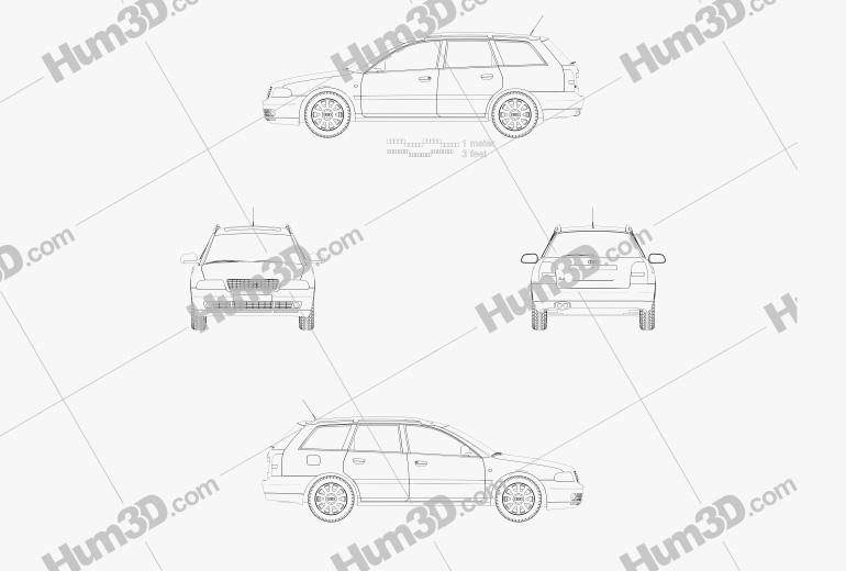 Audi A4 Avant 2001 Blueprint