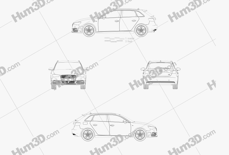 Audi A3 Sportback S-Line 2016 Blueprint