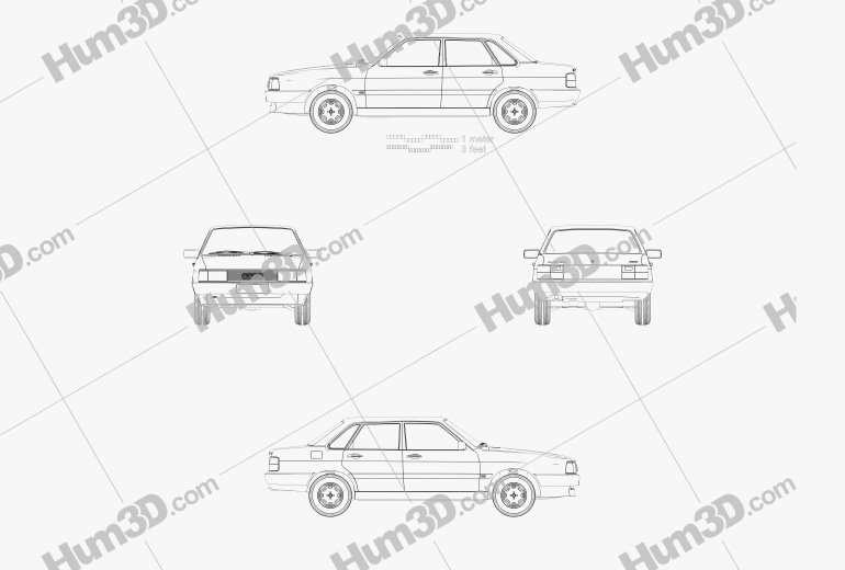 Audi 80 (B2) 1978 Disegno Tecnico