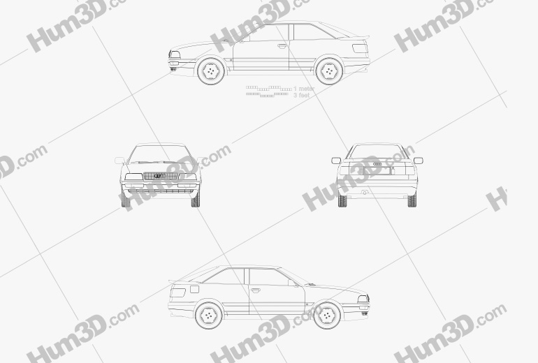 Audi Coupe 1991 蓝图