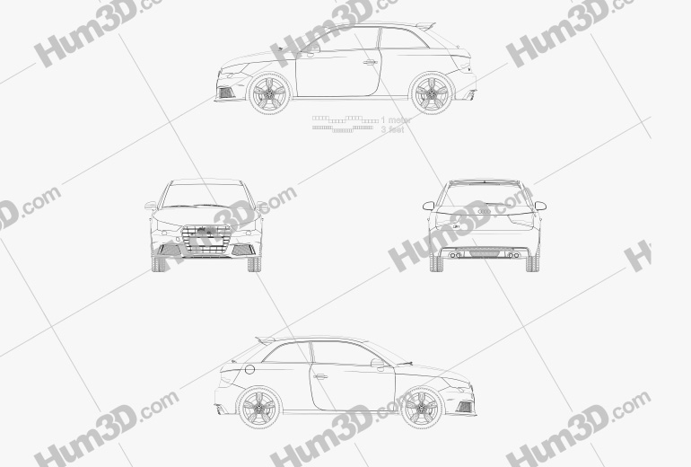 Audi S1 3 porte 2014 Disegno Tecnico
