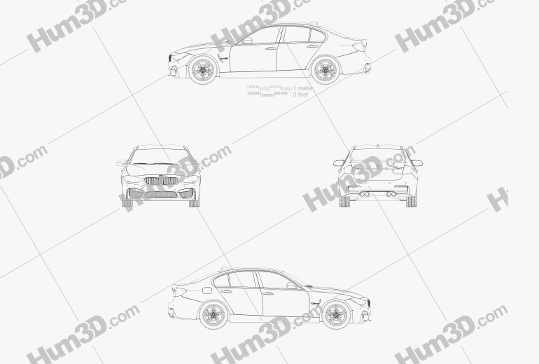 BMW M3 (F80) sedan 2017 Blueprint