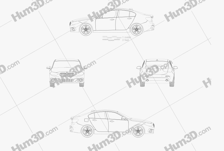 BMW 1 Series (F52) Sport Line sedan 2020 Blueprint