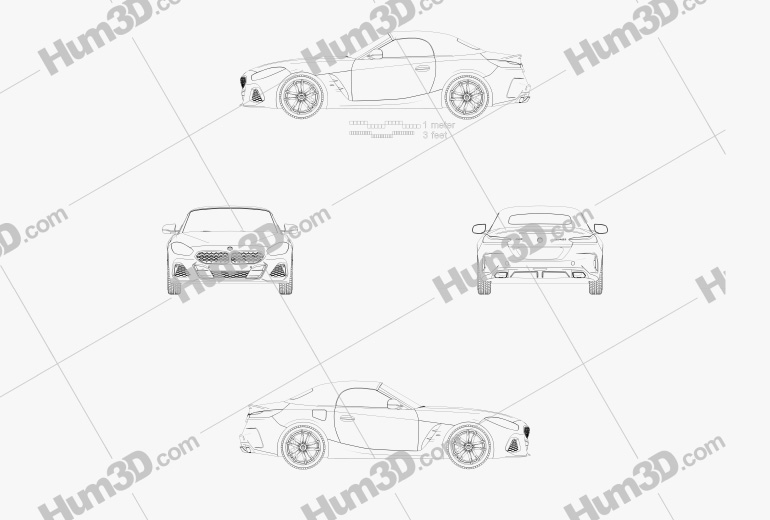 BMW Z4 blueprints Download in PNG 