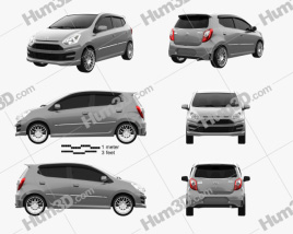 3D model of Daihatsu Astra Ayla Sporty 2016 Blueprint Template