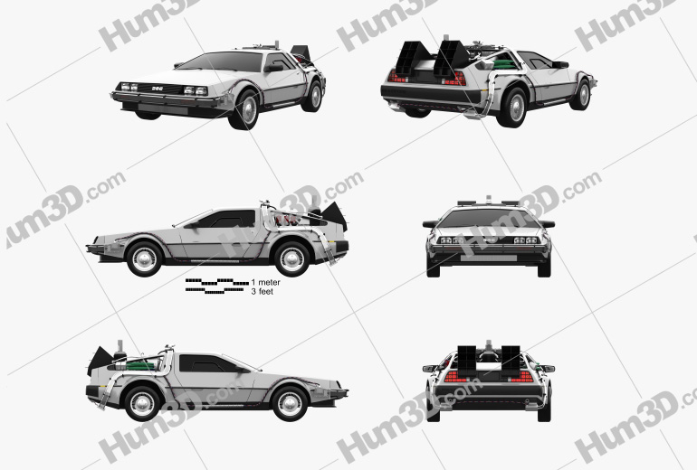 Back to the Future DeLorean car Blueprint Template - 3DModels
