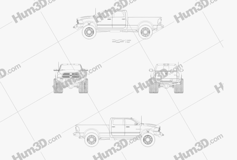 Dodge Ram 2015 Blueprint - 3DModels