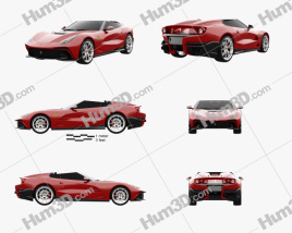 3D model of Ferrari F12 TRS 2014 Blueprint Template