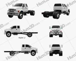 3D model of Ford F-650 / F-750 Super Cab Chassis 2014 Blueprint Template