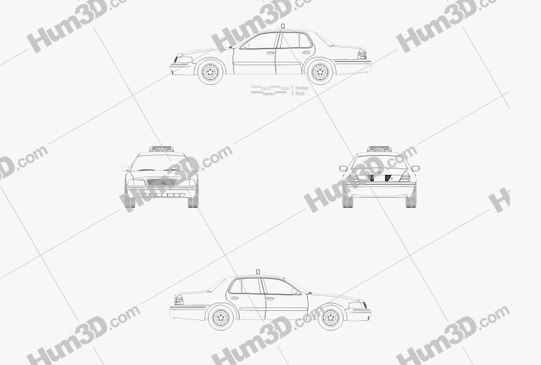 Ford Crown Victoria New York Taxi 2011 Blueprint
