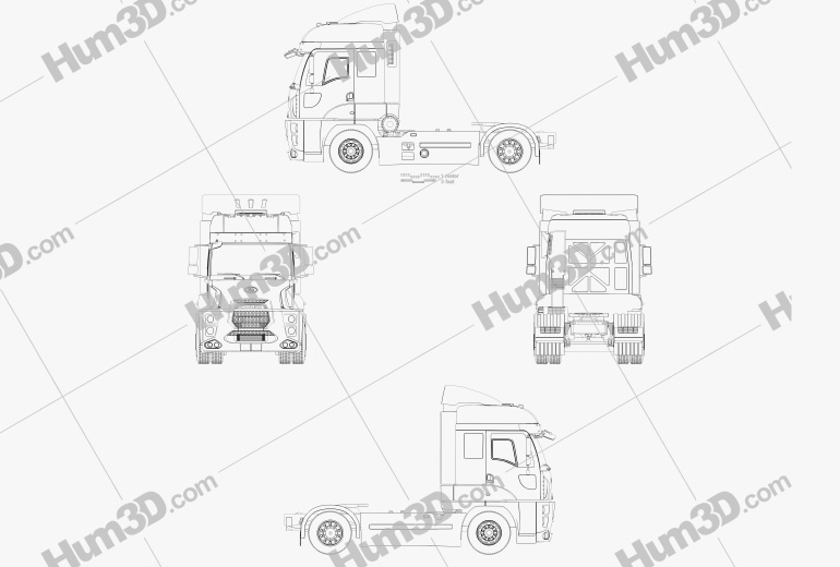 Ford Cargo XHR Tractor Truck 2014 Blueprint