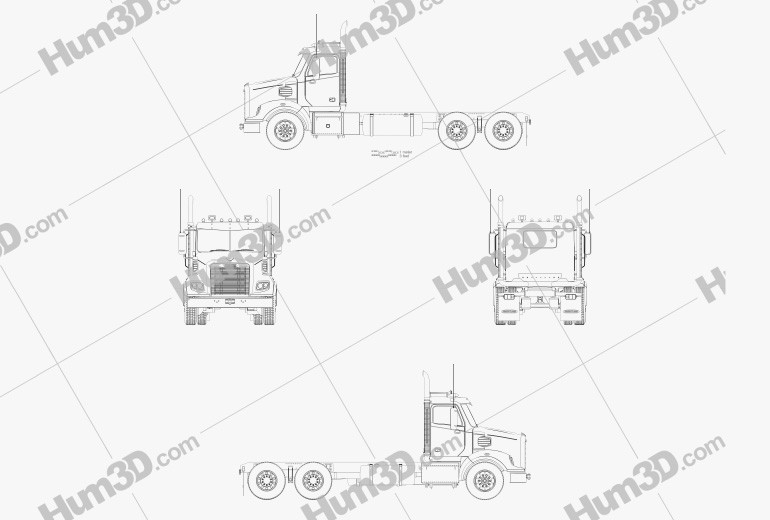 Freightliner 122SD Chassis Truck 2016 Blueprint