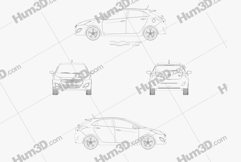Hyundai i30 hatchback 2013 Disegno Tecnico
