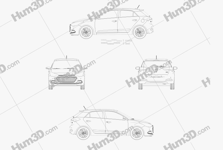 Hyundai Elite i20 2014 Disegno Tecnico