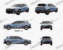 3D model of Hyundai Ioniq 5 N 2023 Blueprint Template
